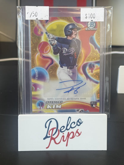 2025 Bowman Chrome #MMA-HK Hyeseong Kim Auto Gold Mini-Diamond #/50