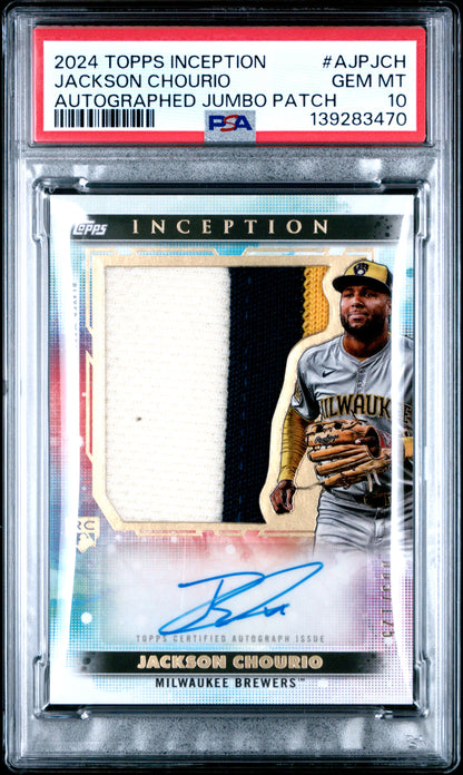 2024 Topps Inception Autographed Jumbo Patch #AJPJCH Jackson Chourio PSA 10