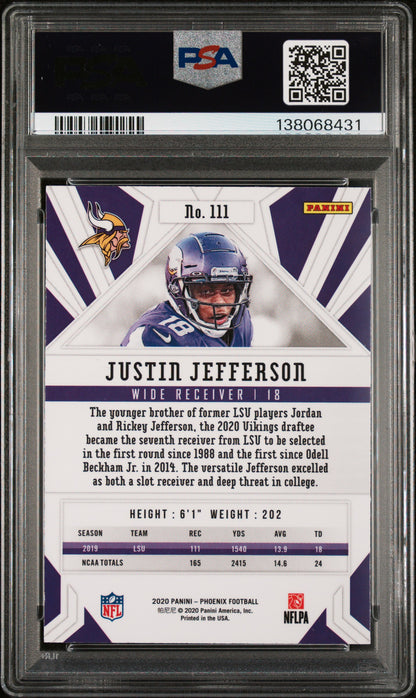 2020 Panini Phoenix #111 Justin Jefferson Fire Burst PSA 10