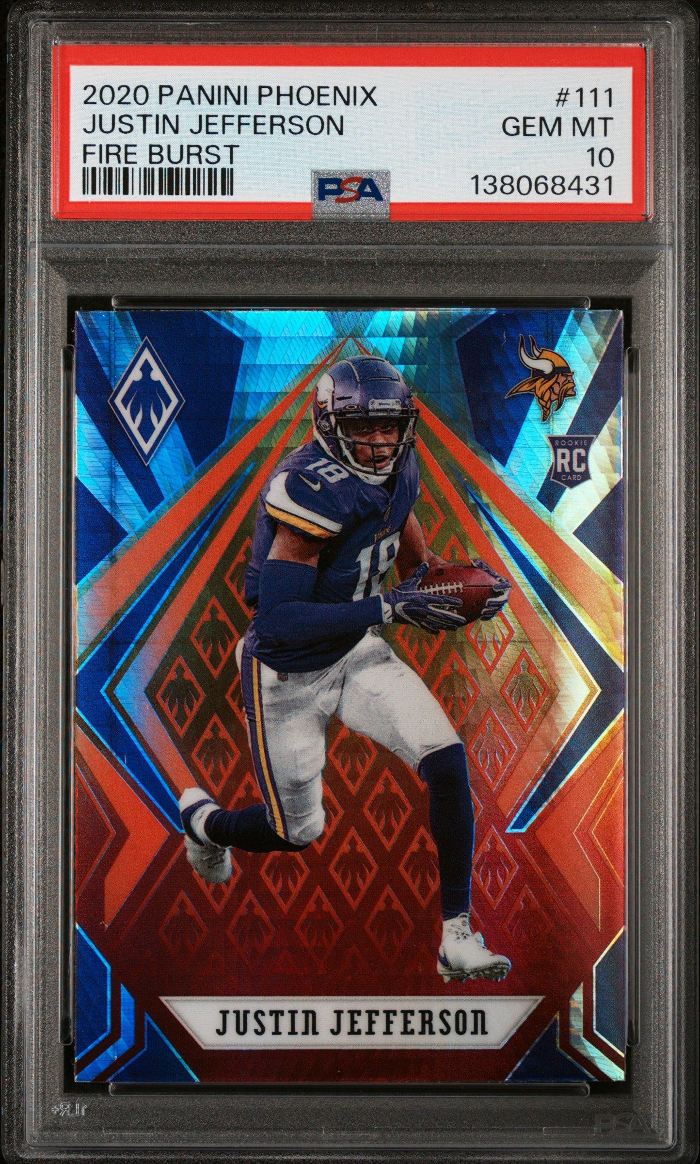 2020 Panini Phoenix #111 Justin Jefferson Fire Burst PSA 10