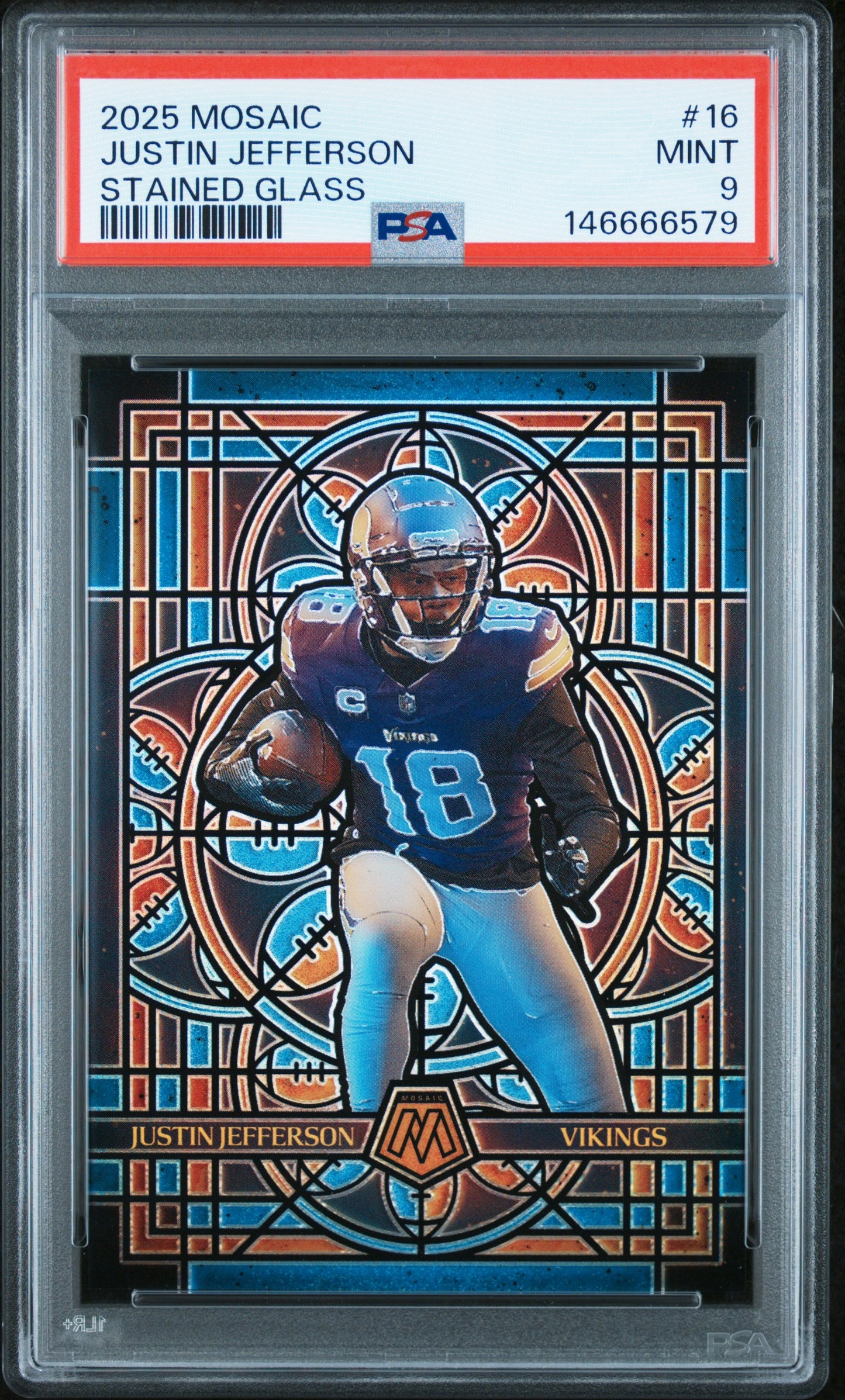 2025 Panini Mosaic Stained Glass #16 Justin Jefferson PSA 9