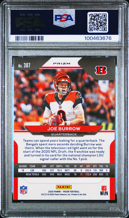 2020 Panini Prizm #307 Joe Burrow Lazer Prizm PSA 9