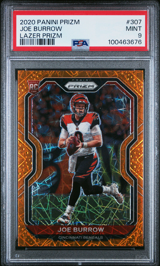 2020 Panini Prizm #307 Joe Burrow Lazer Prizm PSA 9