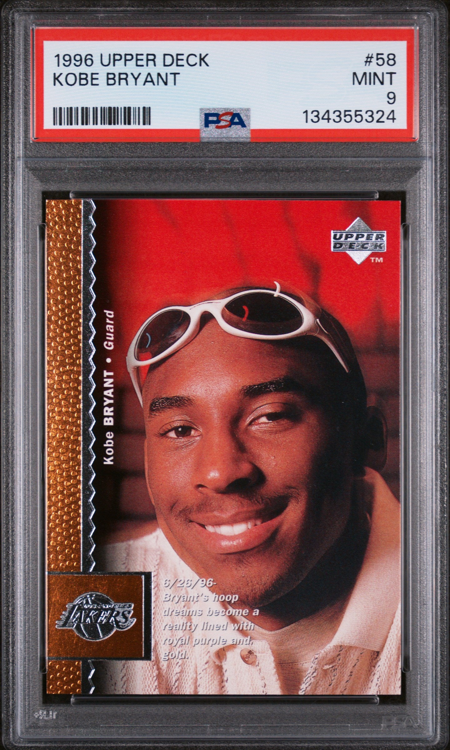 1996 Upper Deck #58 Kobe Bryant PSA 9