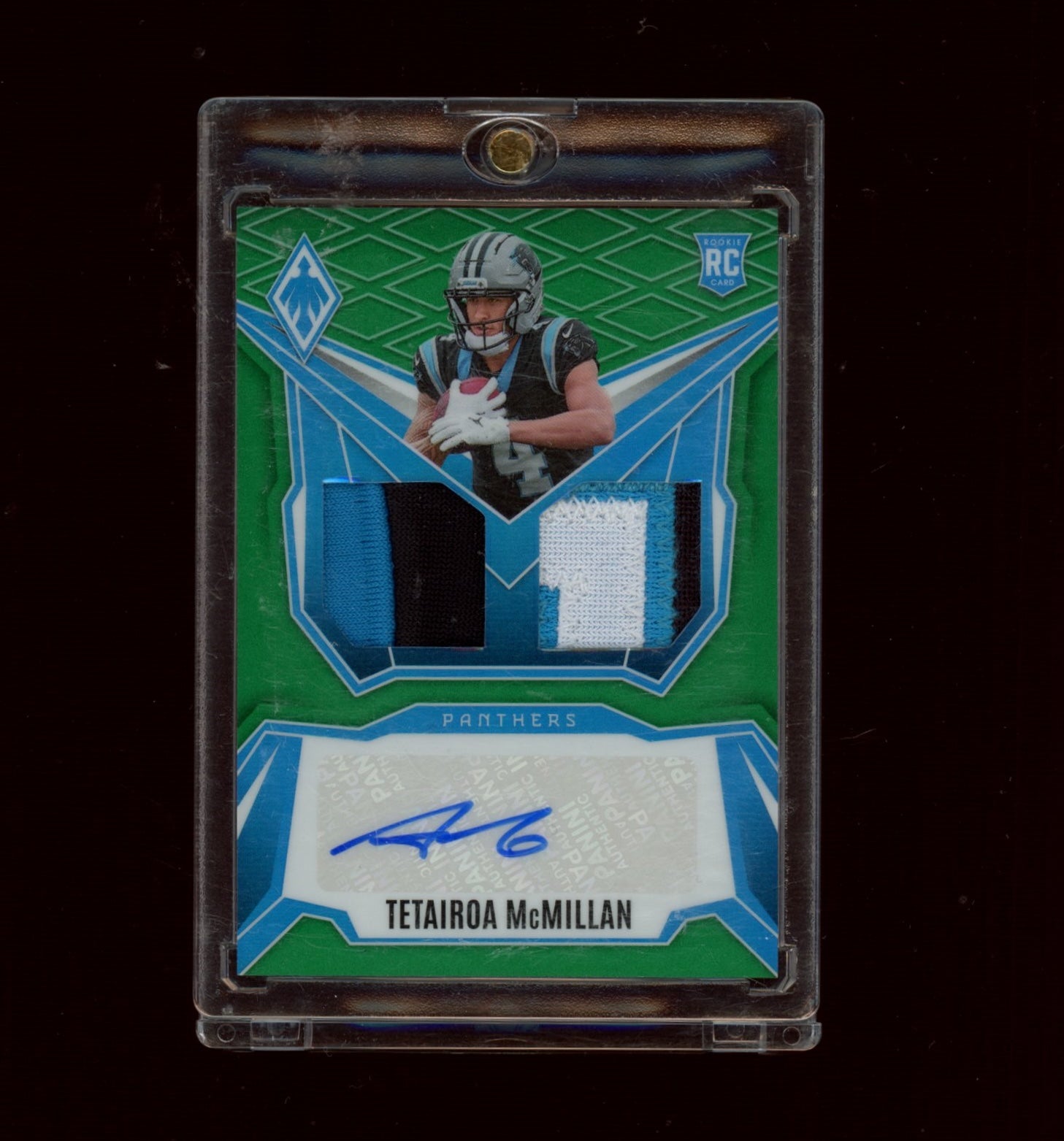 2025 Panini Phoenix #DRP-TMN Tetairoa McMillan RPS Dual RPA Green Prizm #/25