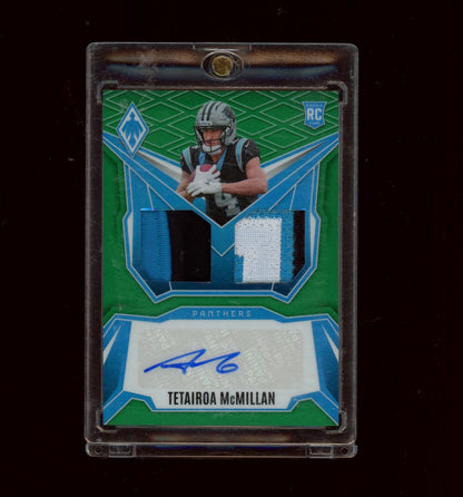 2025 Panini Phoenix #DRP-TMN Tetairoa McMillan RPS Dual RPA Green Prizm #/25