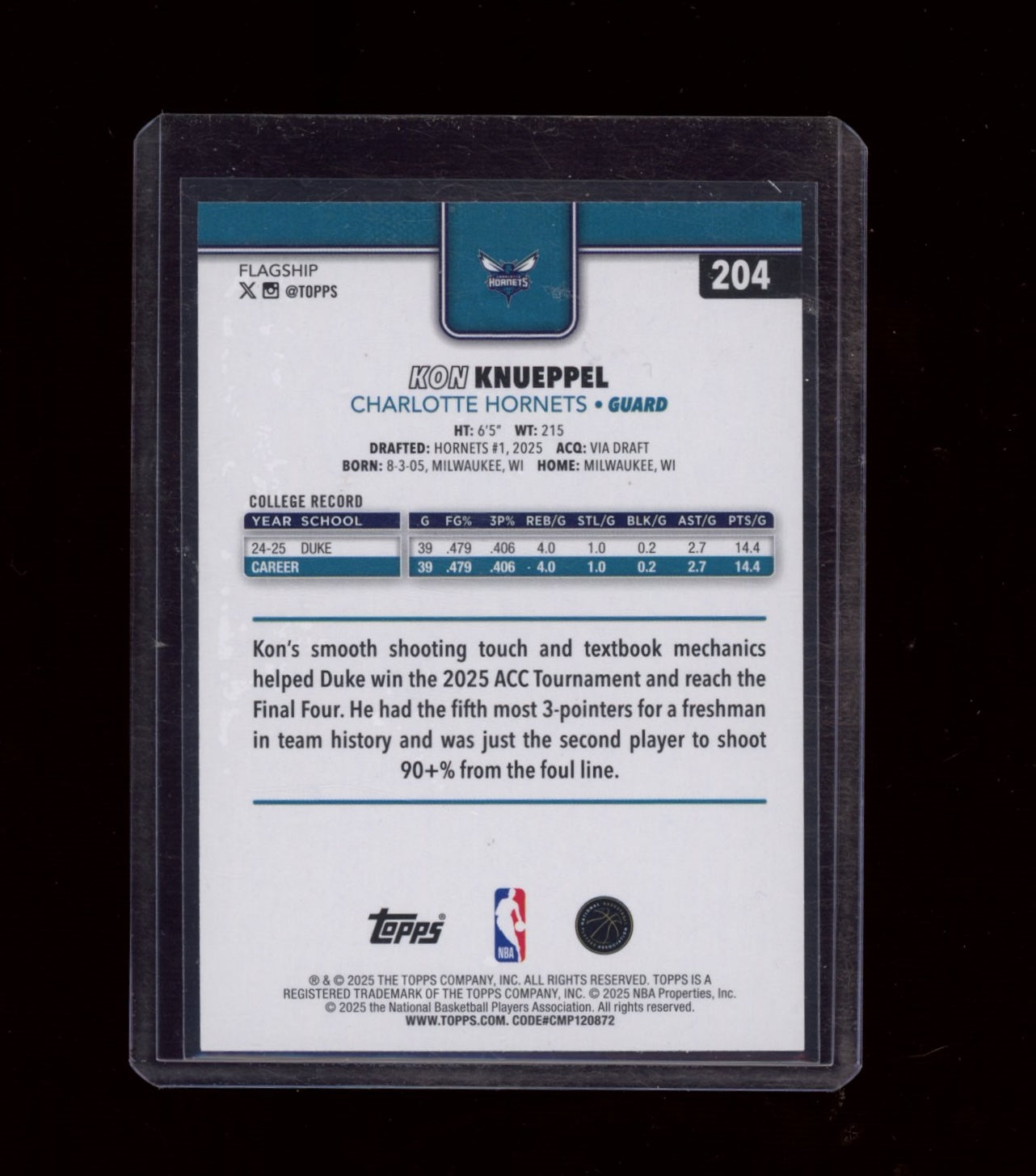 2025-26 Topps #204 Kon Knueppel Foil Pattern
