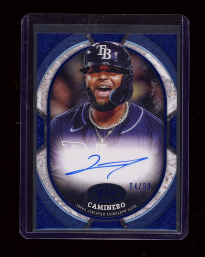 2025 Topps Tier One #TOS-JC Junior Caminero Tier One Shots Purple Auto /99