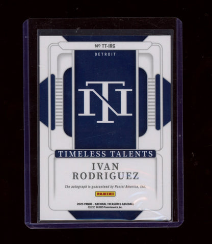 2025 Panini National Treasures #PT-IRG Ivan Rodriguez Holo Gold #/10