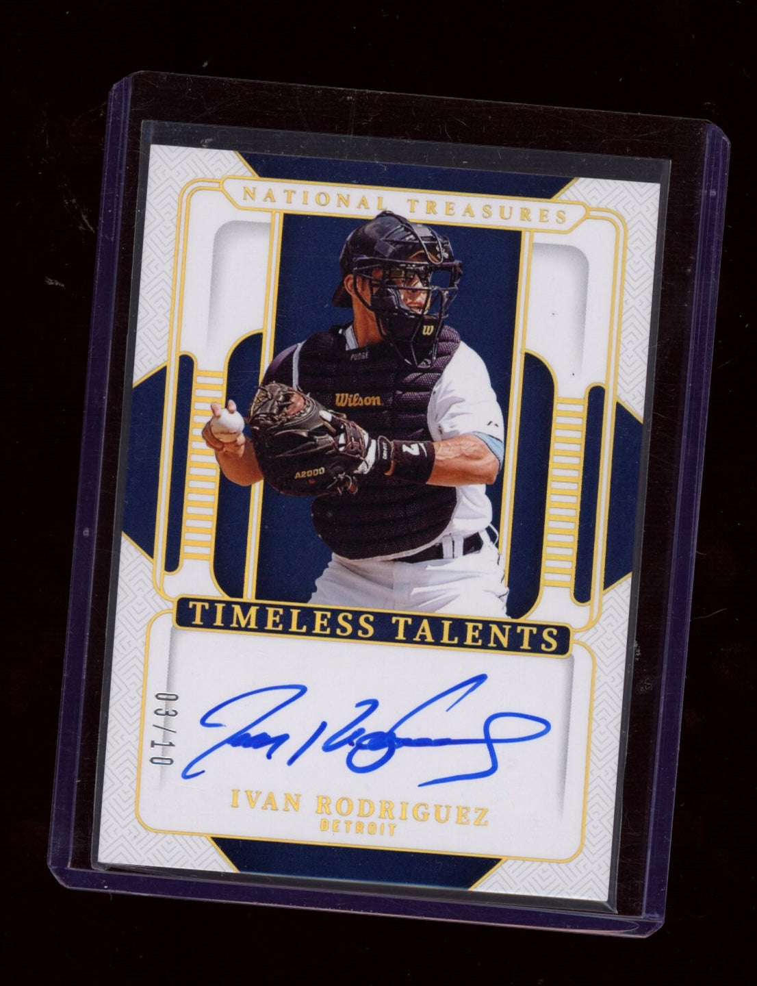 2025 Panini National Treasures #PT-IRG Ivan Rodriguez Holo Gold #/10