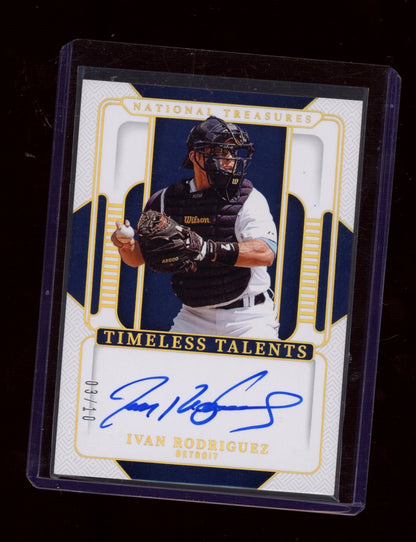 2025 Panini National Treasures #PT-IRG Ivan Rodriguez Holo Gold #/10
