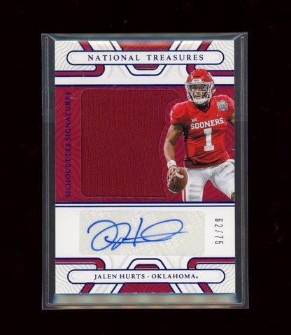 2022 Panini NT Col #SIL-JHU Jalen Hurts Silhouettes Sig Blue #/75