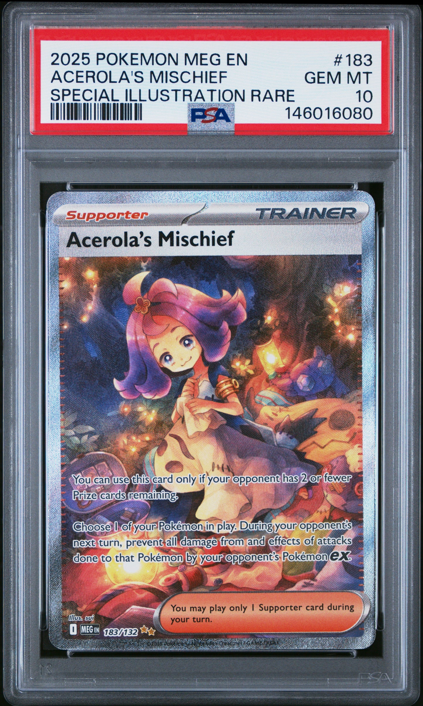 2025 Pokemon Meg En-Mega Evolution #183 Acerola'S Mischief SIR PSA 10