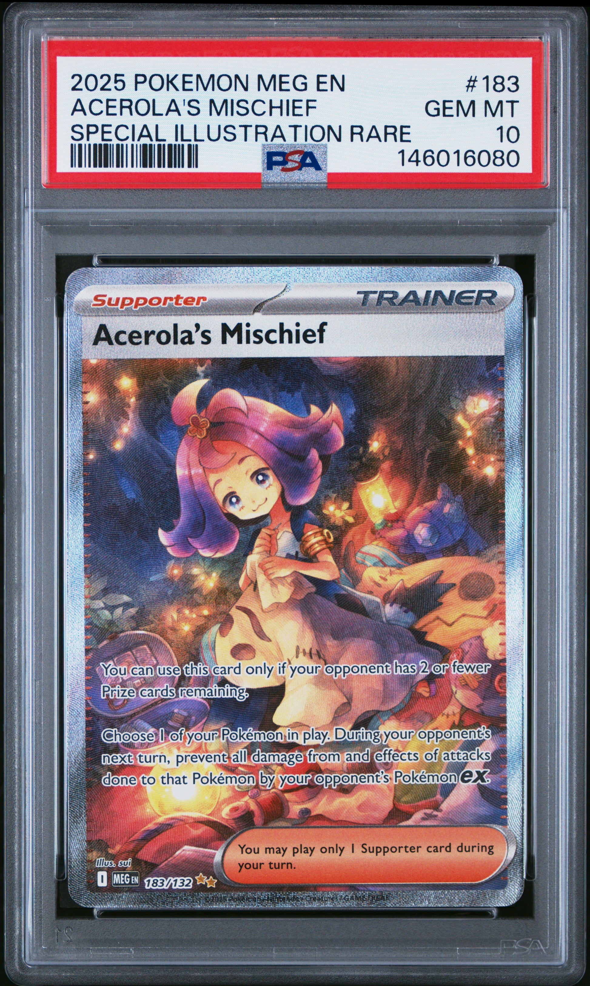 2025 Pokemon Meg En-Mega Evolution #183 Acerola'S Mischief SIR PSA 10