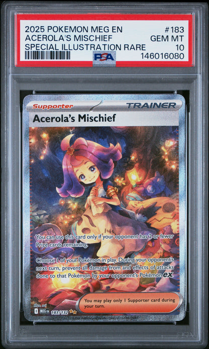 2025 Pokemon Meg En-Mega Evolution #183 Acerola'S Mischief SIR PSA 10