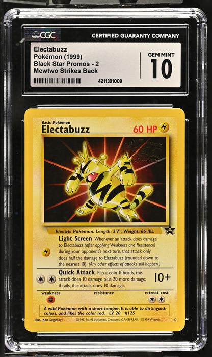 1999 Black Star Promos #2 Electabuzz CGC 10
