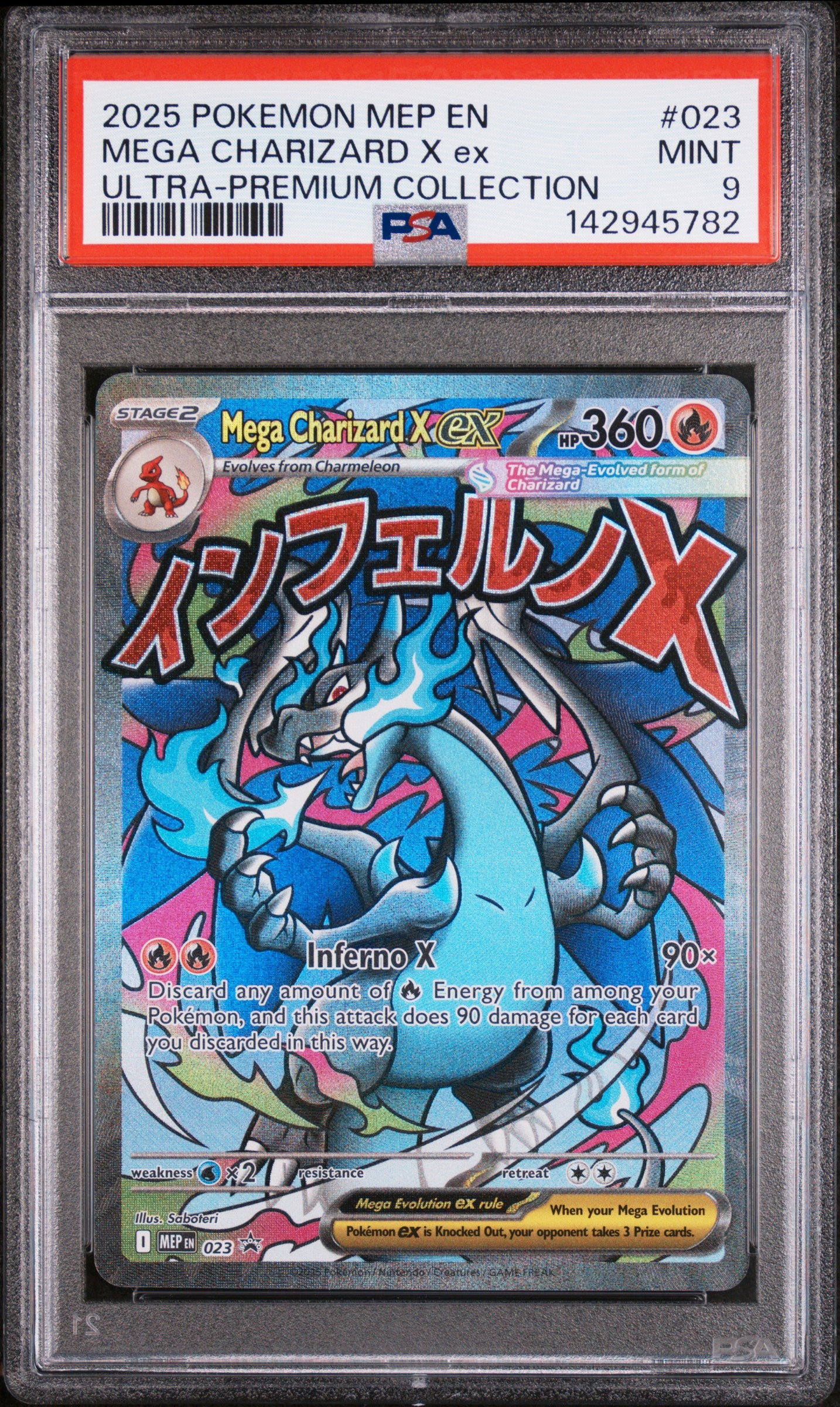 2025 Pokemon Promo #023 Mega Charizard X Ex Ultra-Premium PSA 9