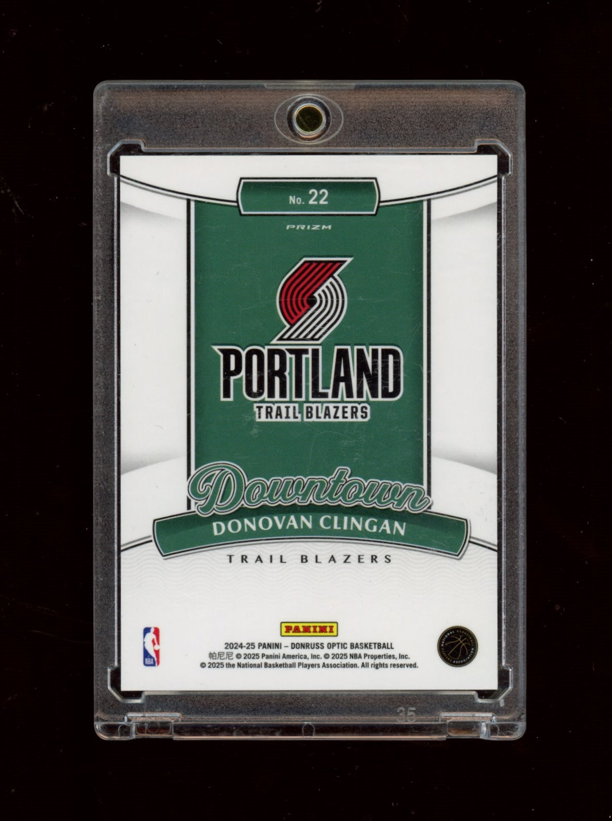 2024-25 Donruss Optic #22 Donovan Clingan Downtown
