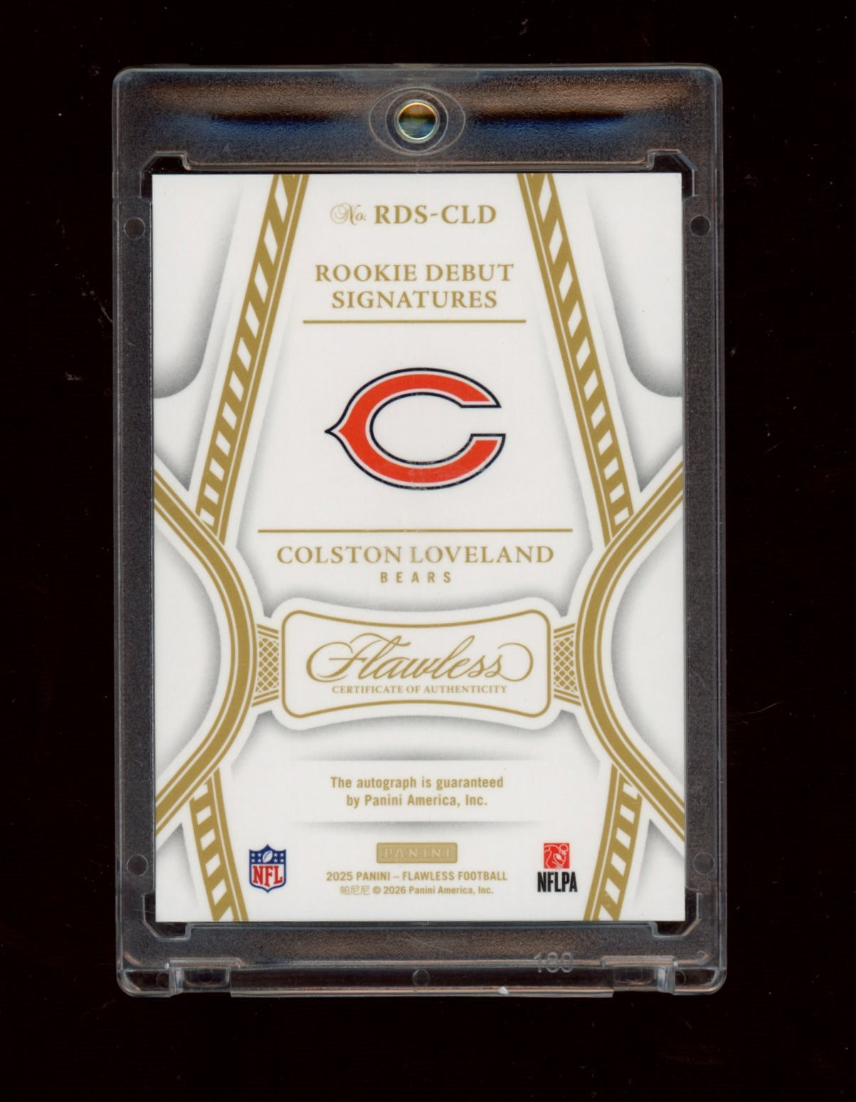 2025 Panini Flawless Colston Loveland Flawless Rookie Patch Auto