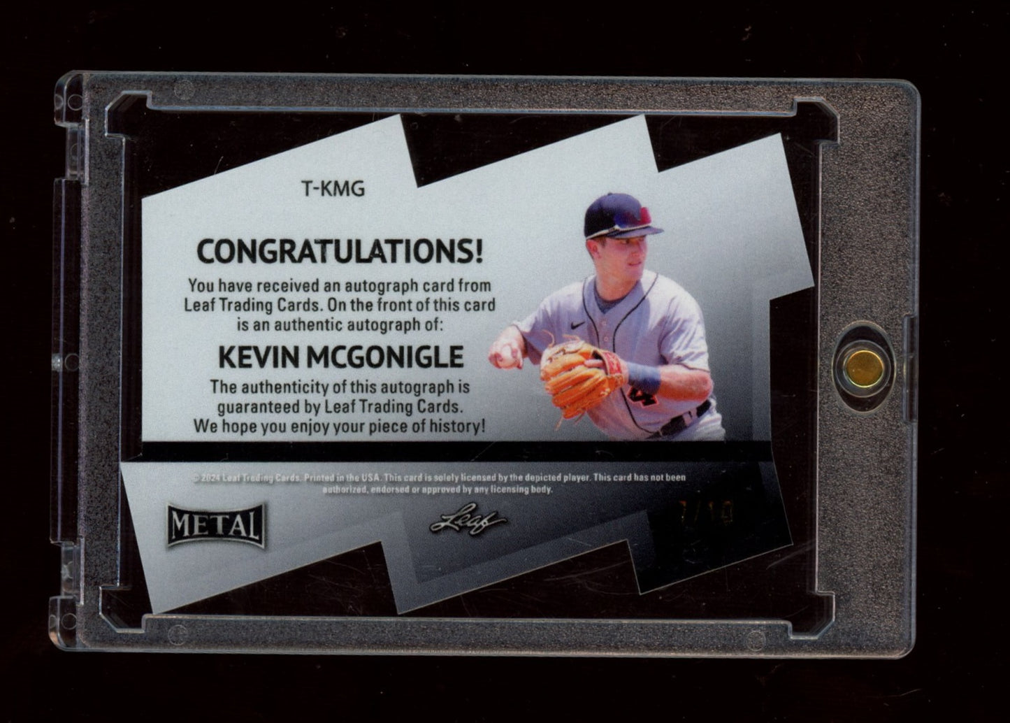 2024 Leaf Metal #T-KMG Kevin McGonigle Top 100 Mojo Silver #/10