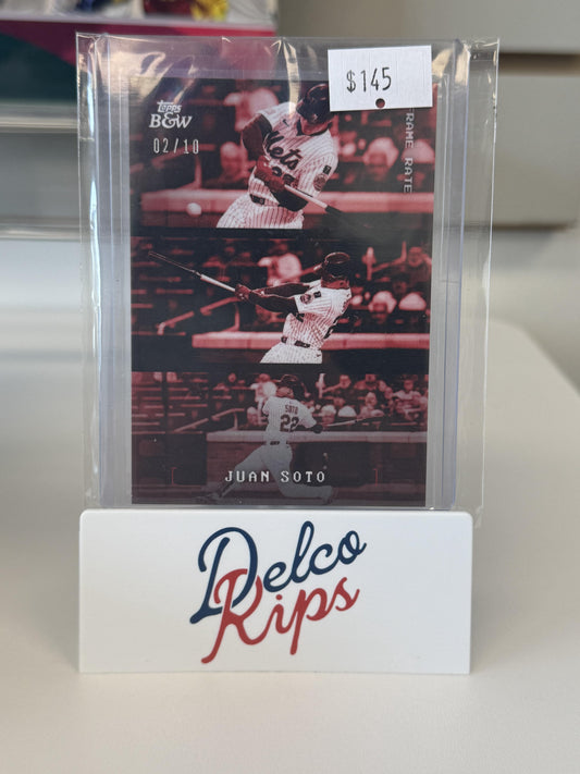 2025 Topps Black & White #FR8 Juan Soto Frame Rate Red #/10