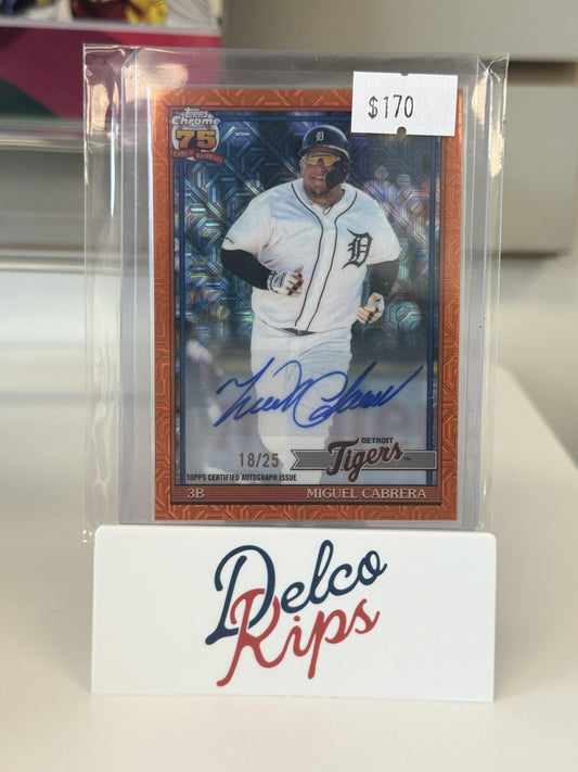2026 Topps #91C-93 Miguel Cabrera 1991 Chrome Autographs Orange #/25