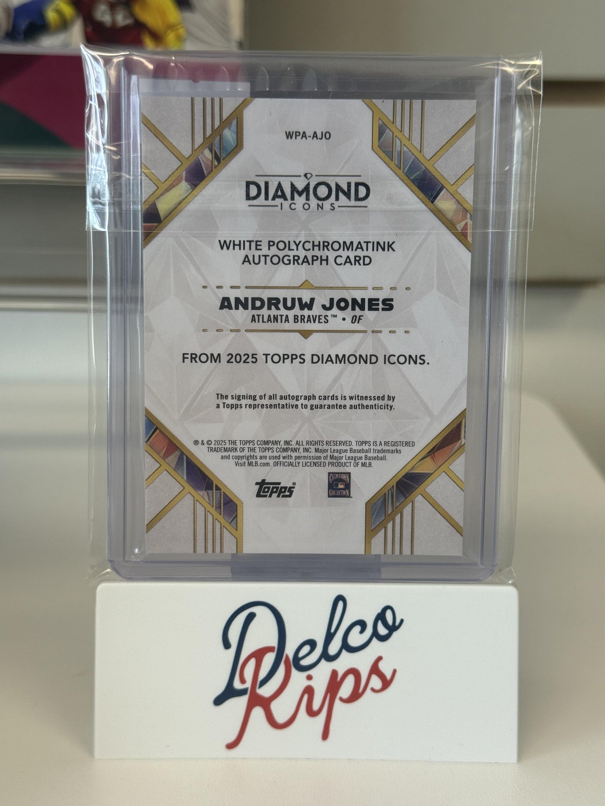 2025 Topps Diamond Icons #WPA-AJO Andruw Jones Autographs Purple Ink #/10