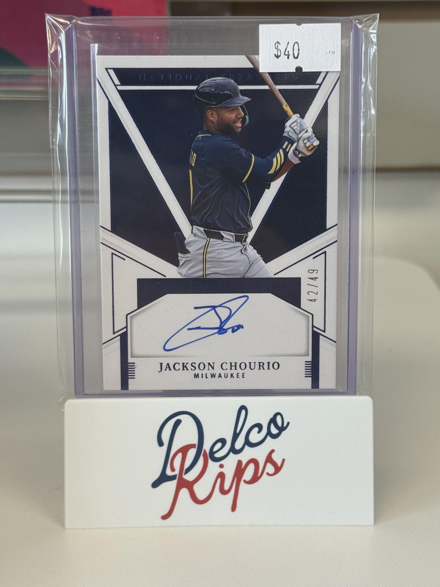 2025 National Treasures #PS-JCH Jackson Chourio Peerless Signatures Blue #/49