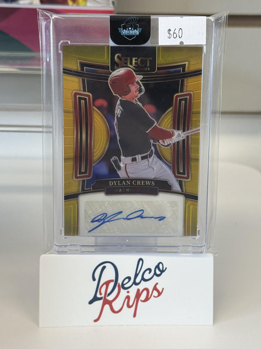 2024 Panini Select #SIG-DC Dylan Crews Signatures Gold Flash Prizms #/10