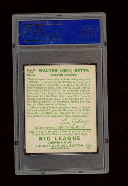 1934 Goudey #36 Huck Betts PSA 6