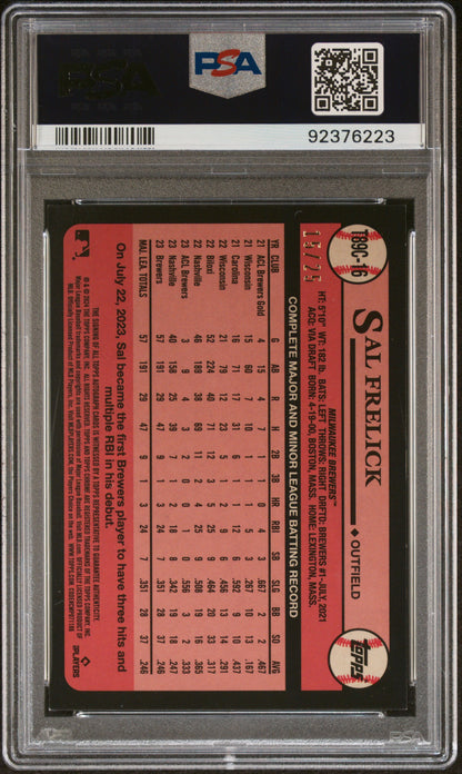 2024 Topps 1989 Chrome #T89C16 Sal Frelick Auto Orange /25 PSA 8