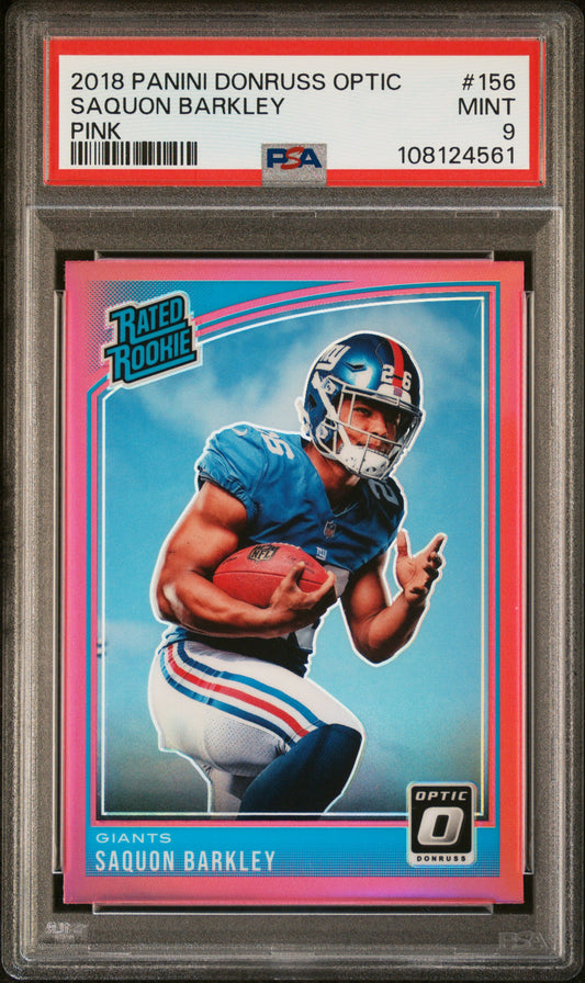 2018 Panini Donruss Optic #156 Saquon Barkley Pink PSA 9