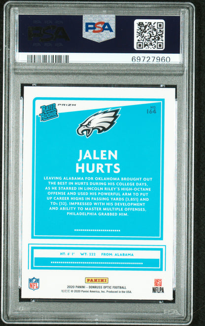 2020 Donruss Optic #RP-14 Jalen Hurts Blue Hyper PSA 9