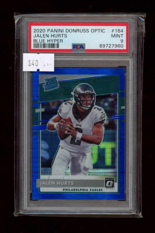 2020 Donruss Optic #RP-14 Jalen Hurts Blue Hyper PSA 9