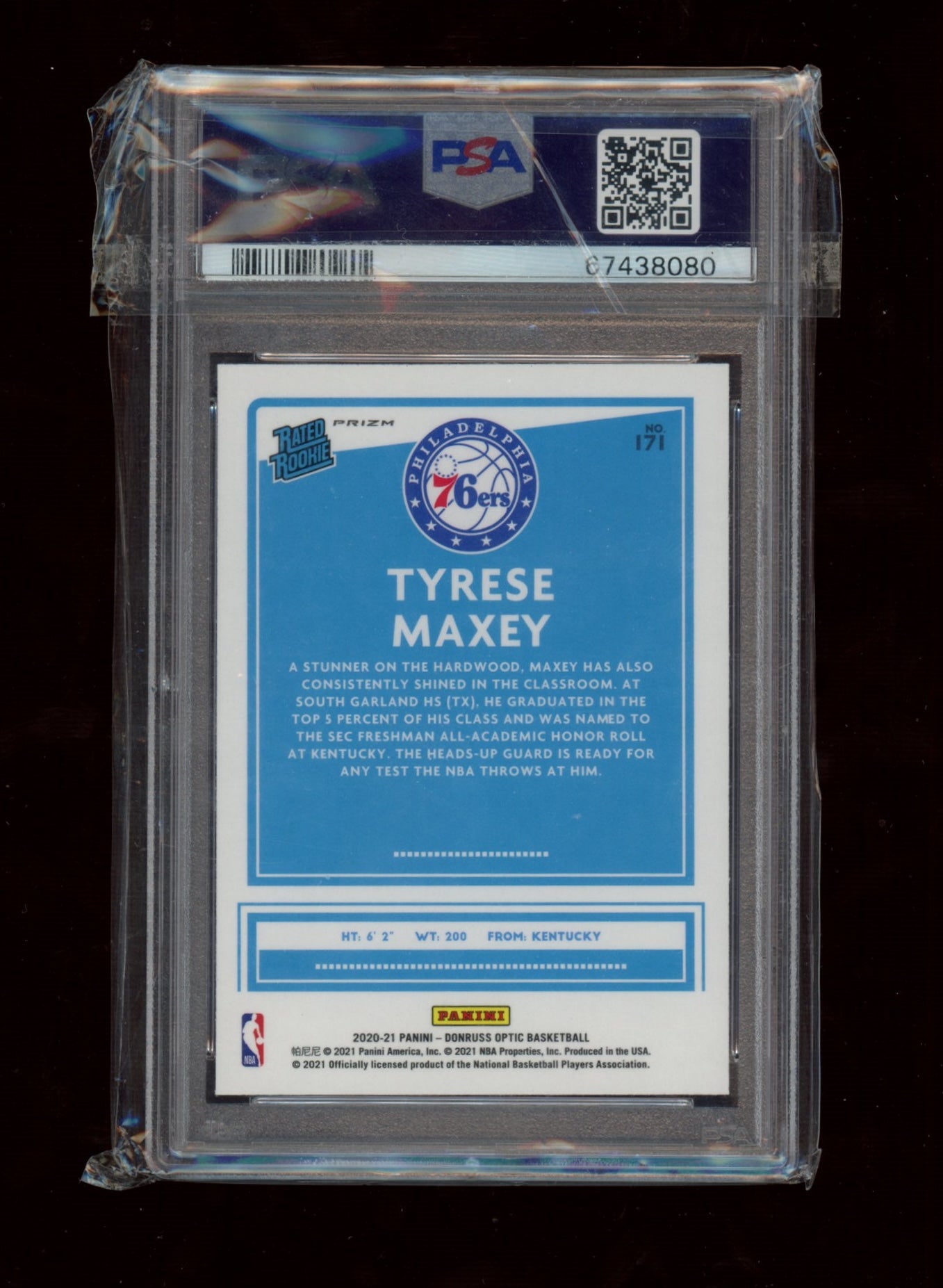 2020 Panini Donruss Optic #171 Tyrese Maxey Red Wave PSA 10