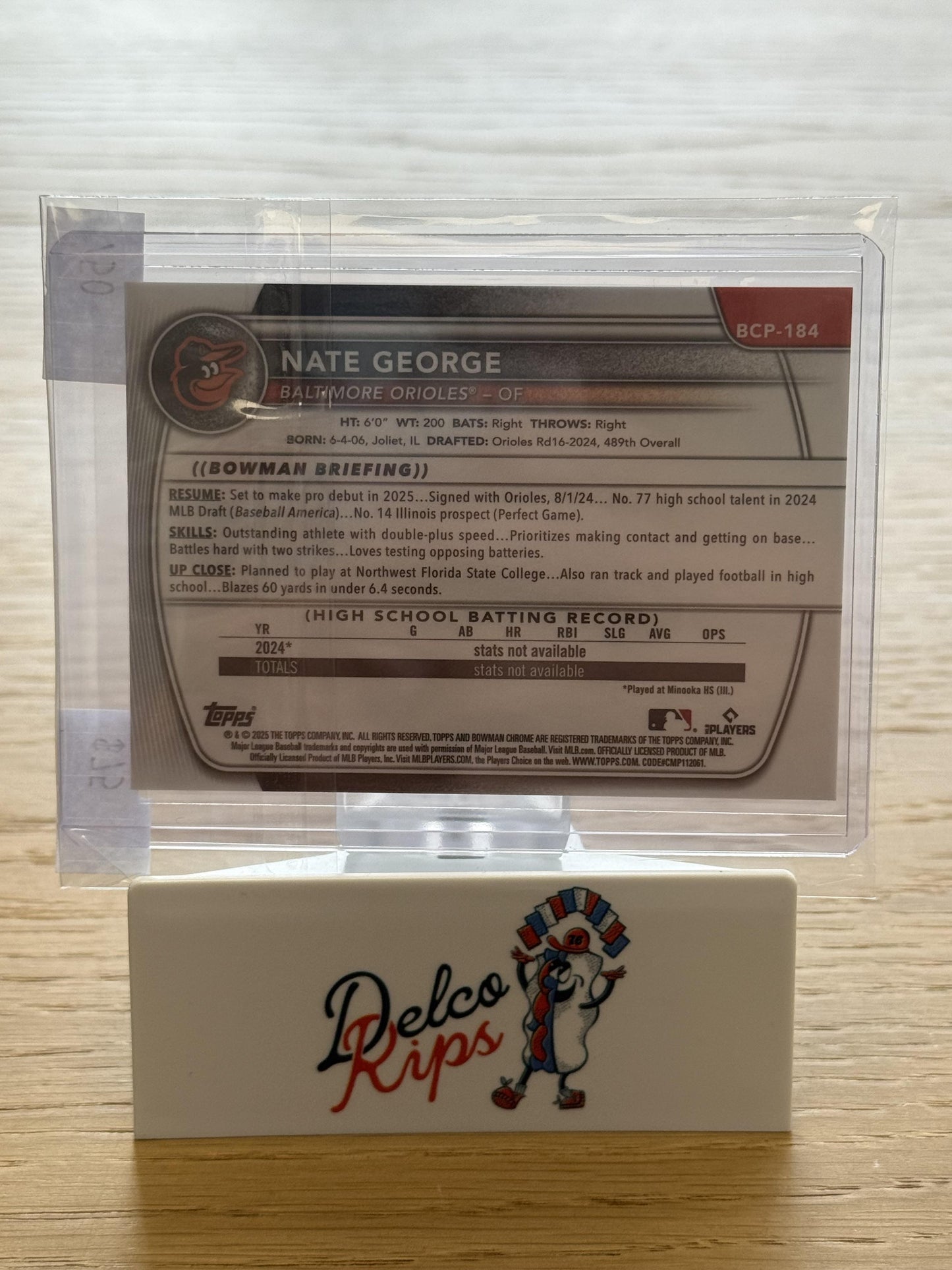 2025 Bowman Chrome #BCP-184 Nate George Prospects Gold Geometric #/50