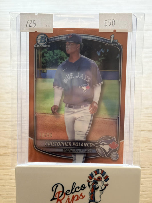 2025 Bowman Chrome #BCP-162 Cristopher Polanco Prospects Orange #/25