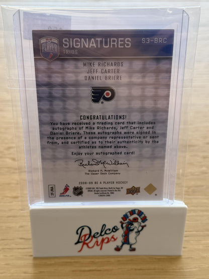 2008-09 Upper Deck Signatures #S3-BRC Briere Mike Richards Carter /35
