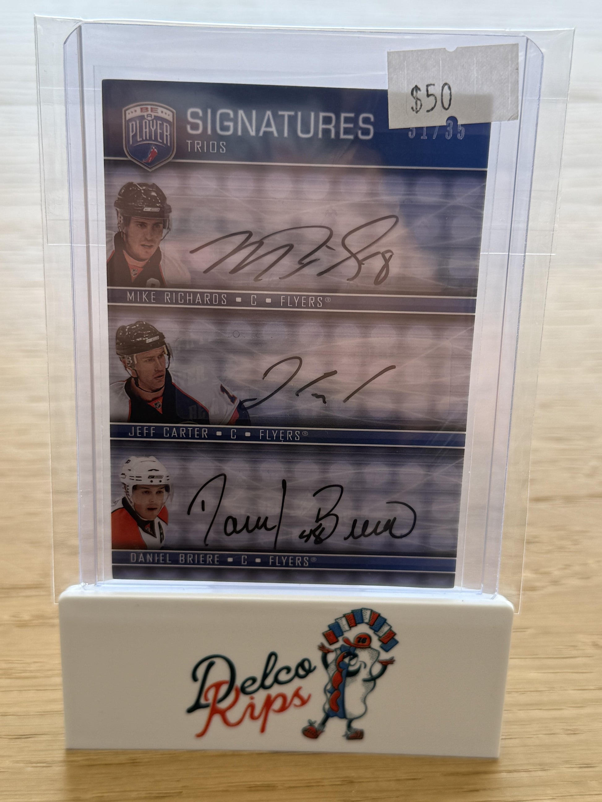 2008-09 Upper Deck Signatures #S3-BRC Briere Mike Richards Carter /35