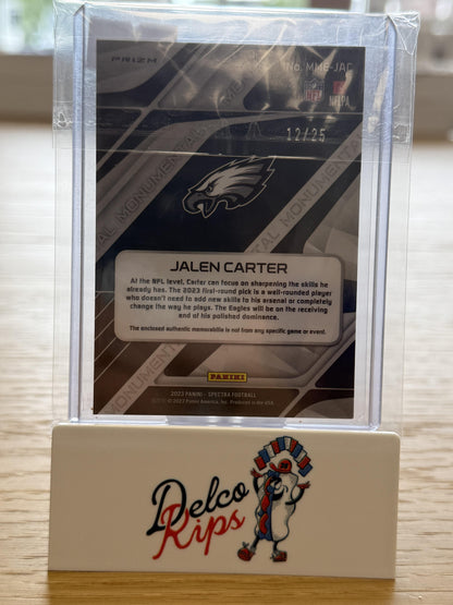 2023 Panini Spectra #MME-JAC Jalen Carter Monumental Memorabilia Meta #/25