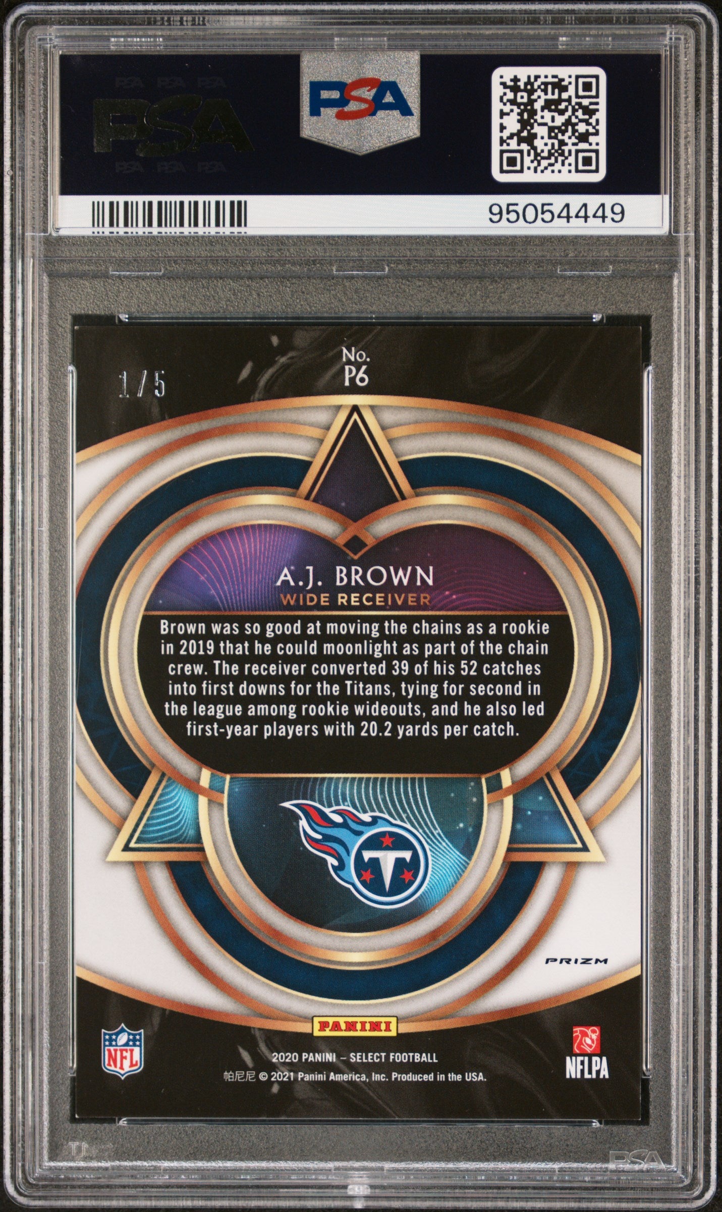 2020 Panini Select Phenomenon #P6 A.J. Brown Phenomenon-Green Prizm PSA 9