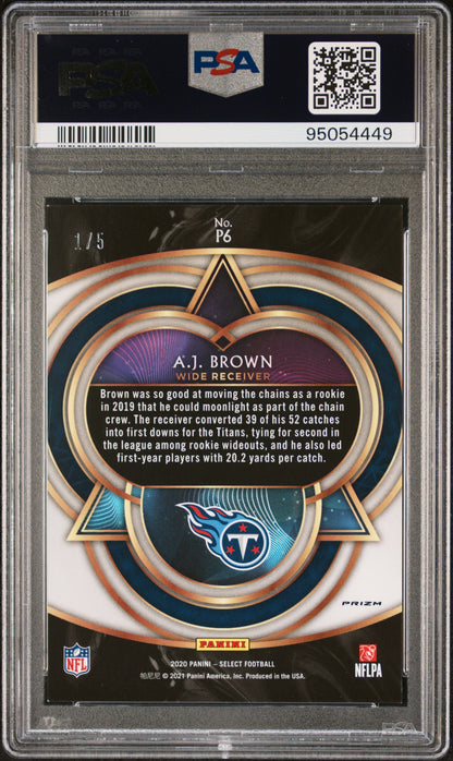 2020 Panini Select Phenomenon #P6 A.J. Brown Phenomenon-Green Prizm PSA 9