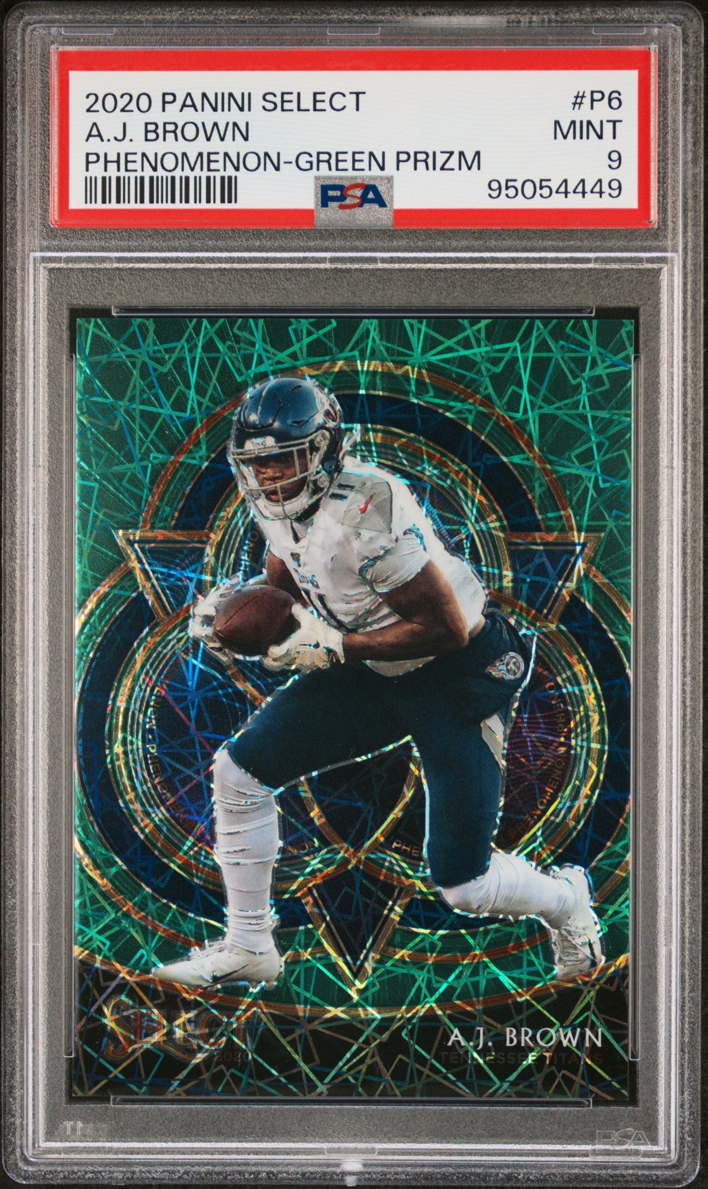 2020 Panini Select Phenomenon #P6 A.J. Brown Phenomenon-Green Prizm PSA 9
