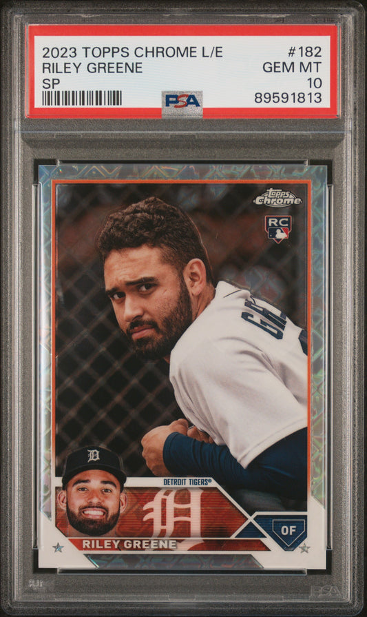 2023 Topps Chrome Logofractor Edition #182 Riley Greene Sp PSA 10