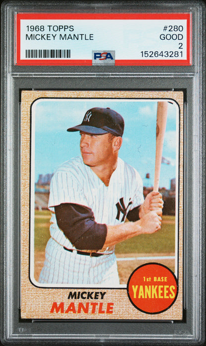 1968 Topps #280 Mickey Mantle PSA 2