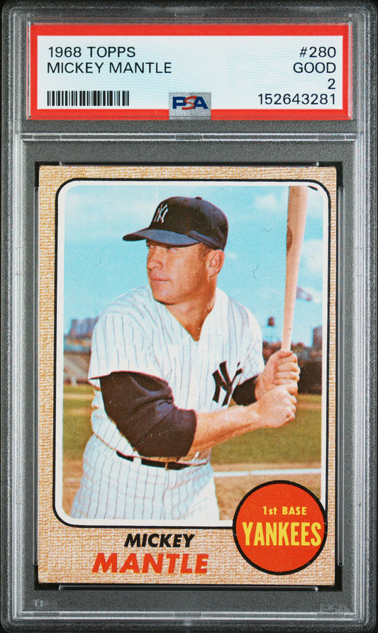 1968 Topps #280 Mickey Mantle PSA 2