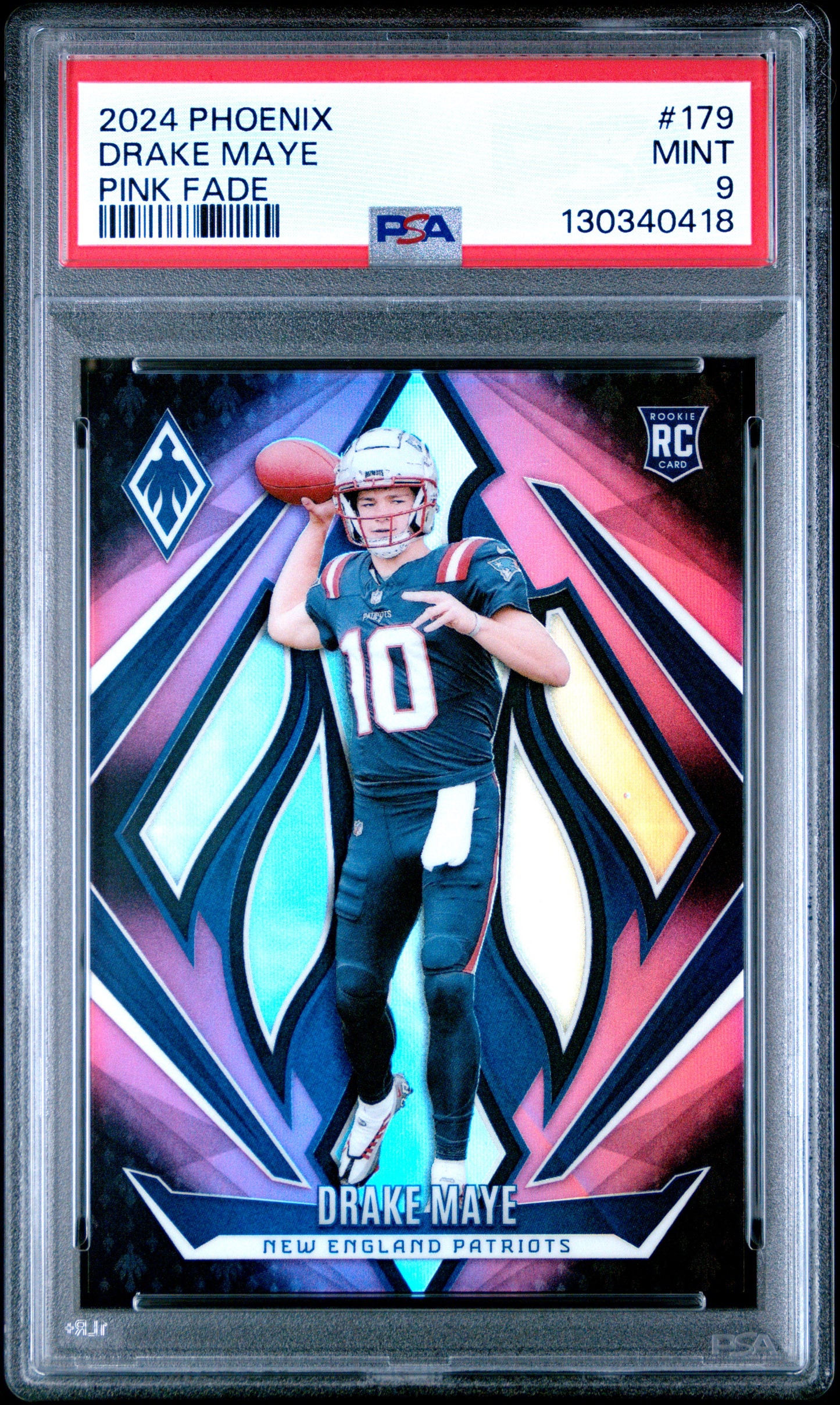 2024 Panini Phoenix #179 Drake Maye Pink Fade PSA 9