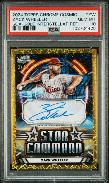 2024 Topps Cosmic Star Command AUTO #ZW Zack Wheeler Gold /50 PSA 10