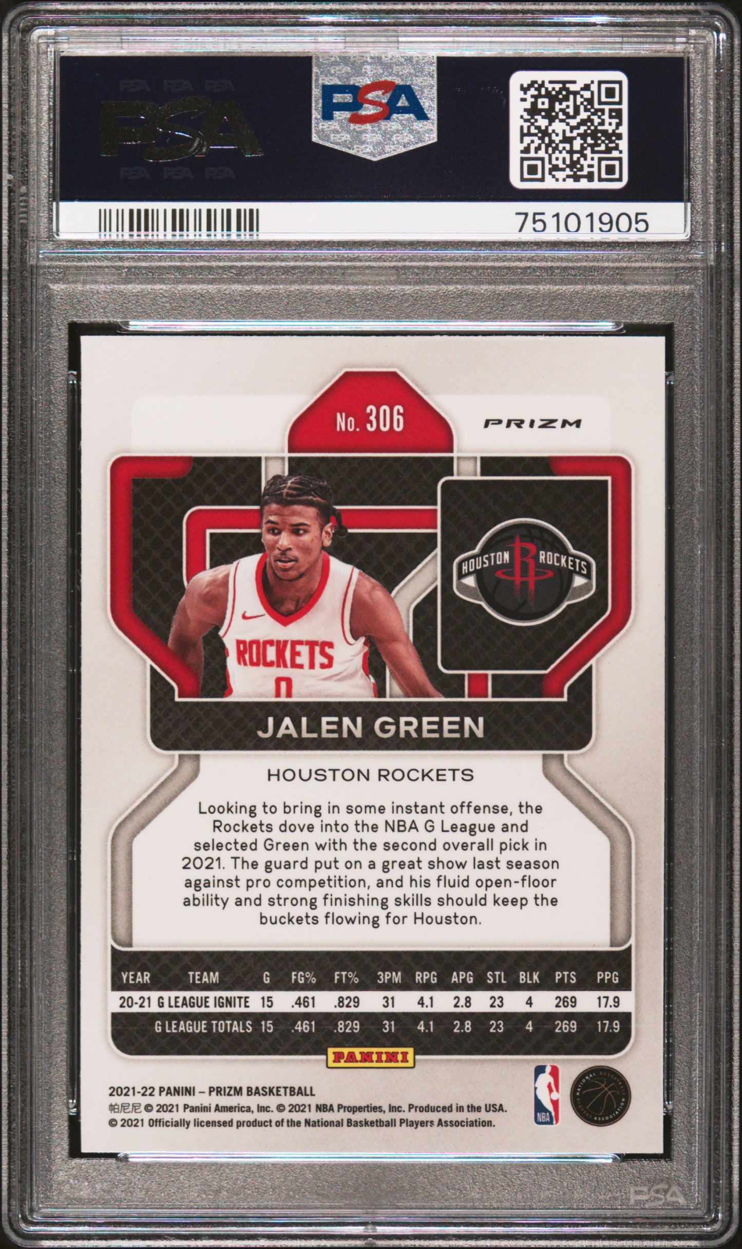 2021 Panini Prizm #306 Jalen Green Fast Break PSA 10