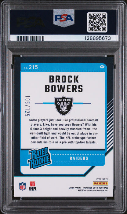 2024 Panini Donruss Optic #215 Brock Bowers Red PSA 9